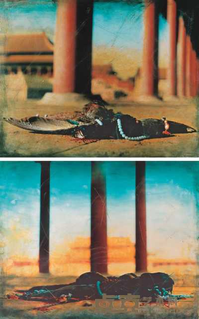 洪磊 1997年作 紫禁城的秋天（太和殿东回廊）/（太和殿西回廊） 42.5×53.8cm
